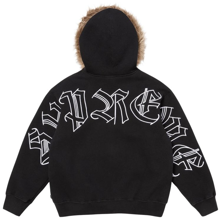 Supreme Faux Fur Zip Up Hooded Sweatshirt Black