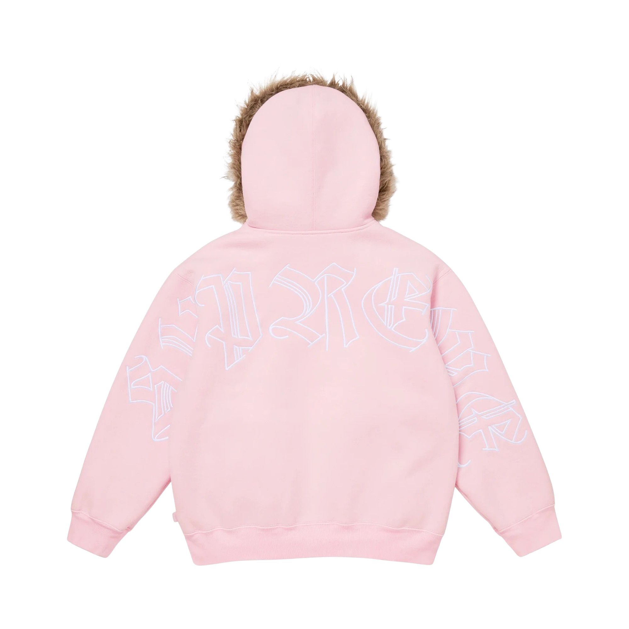Buy Supreme Faux Fur Zip Up Hooded Sweatshirt 'Light Pink