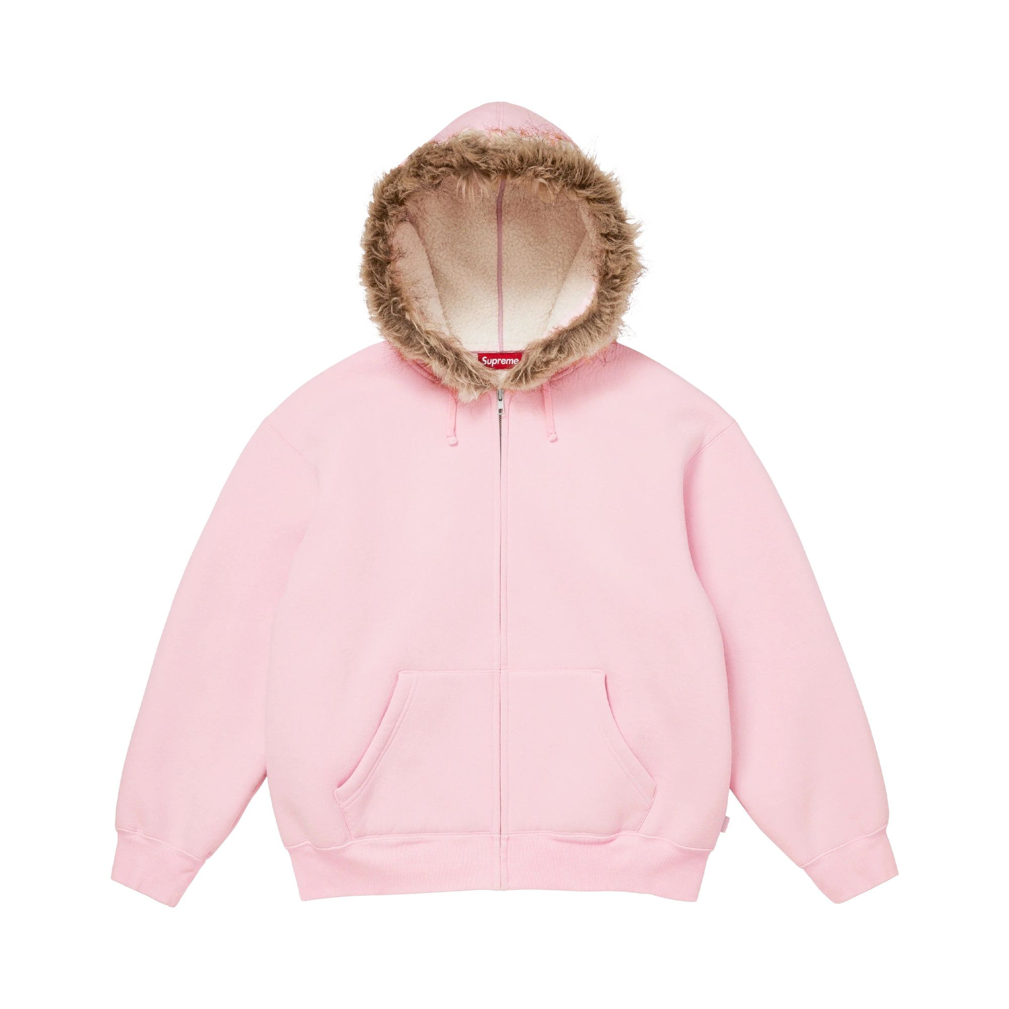 Buy Supreme Faux Fur Zip Up Hooded Sweatshirt 'Light Pink
