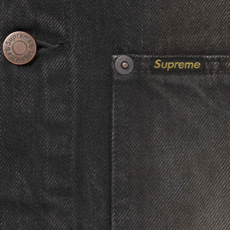 Supreme Distressed Selvedge Trucker Jacket Washed Black