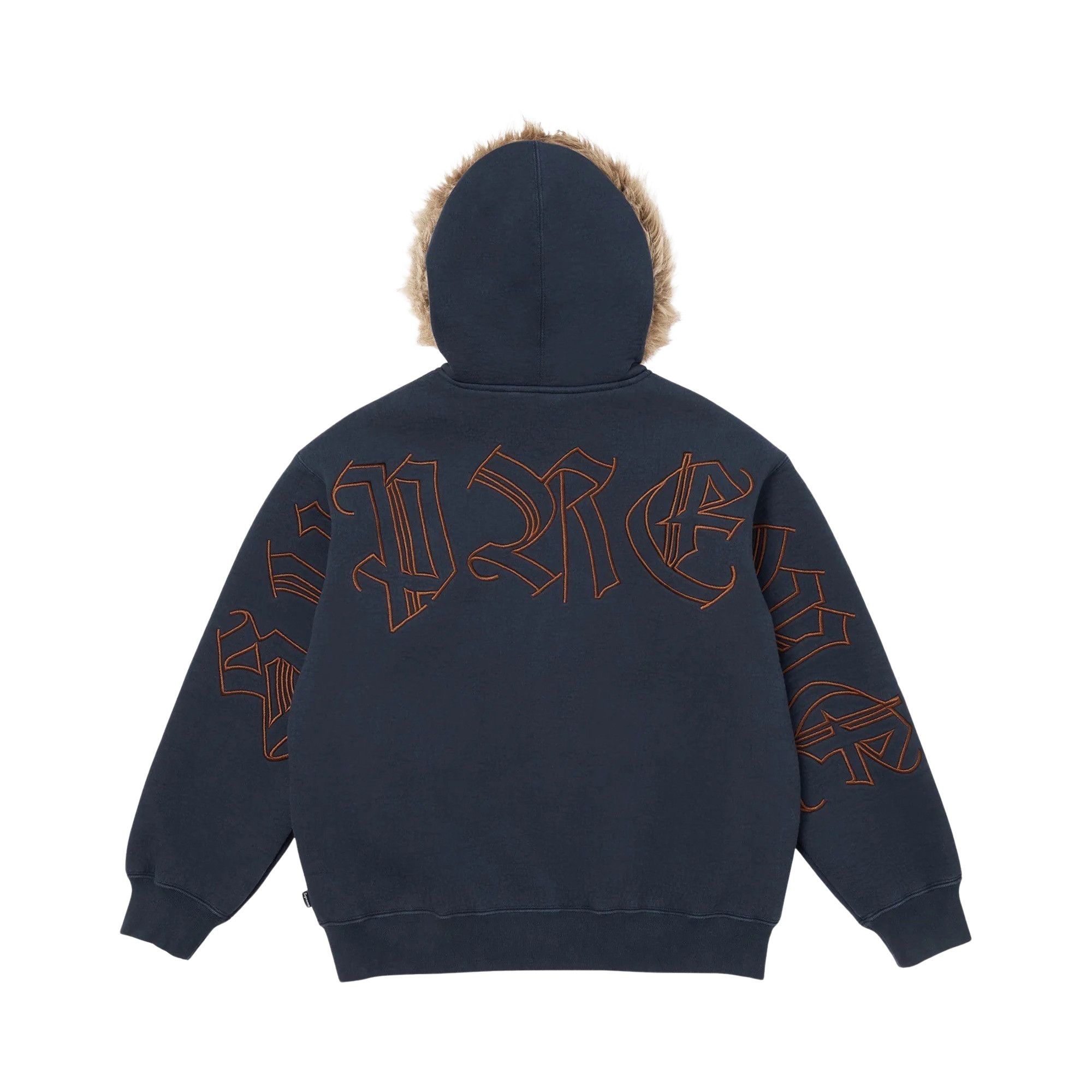 Buy Supreme Faux Fur Zip Up Hooded Sweatshirt 'Navy' - FW25SW23