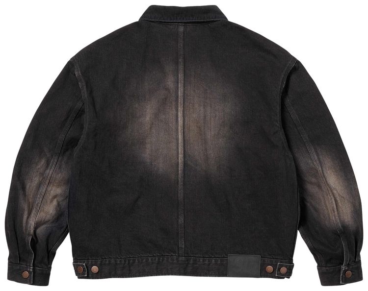 Supreme Distressed Selvedge Trucker Jacket Washed Black