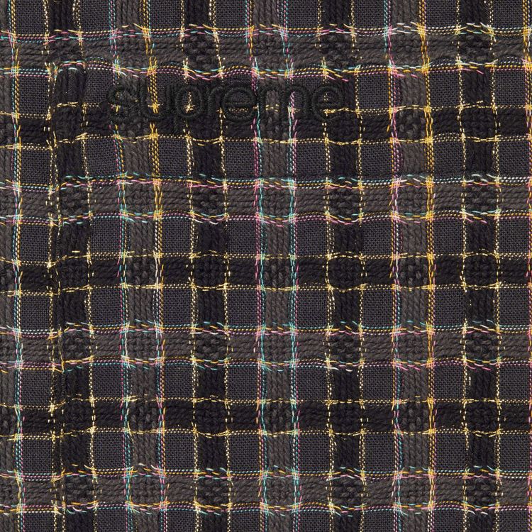 Supreme Metallic Plaid Zip Up Shirt Washed Black