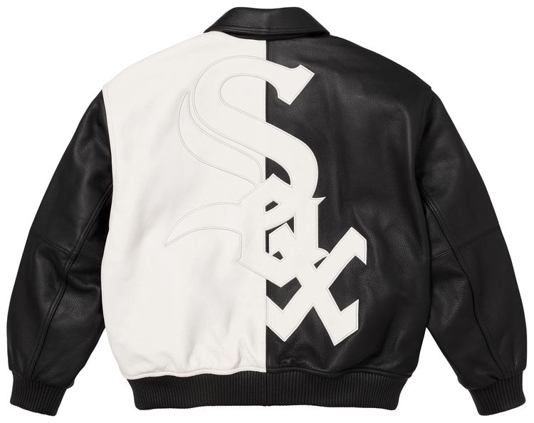 Supreme x Chicago White Sox Leather Varsity Jacket Black
