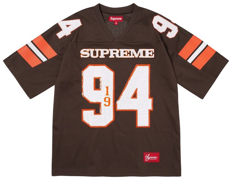 Supreme Sequin Football Jersey Brown