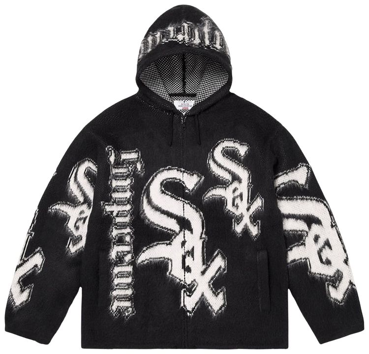 Supreme x Chicago White Sox Zip Up Hooded Sweater Black
