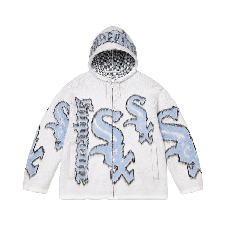 Supreme x Chicago White Sox Zip Up Hooded Sweater White