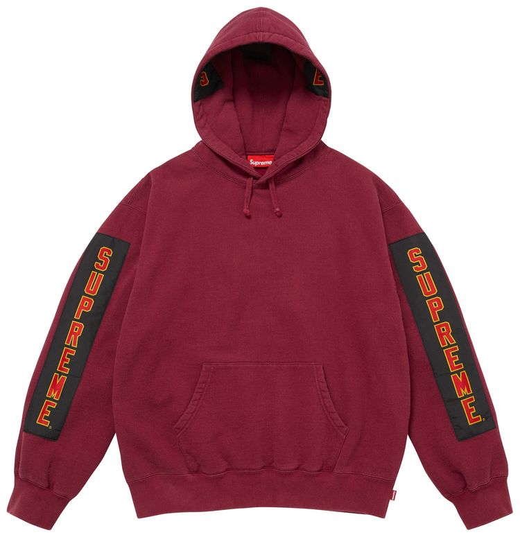 Supreme Woven Patches Hooded Sweatshirt Cardinal