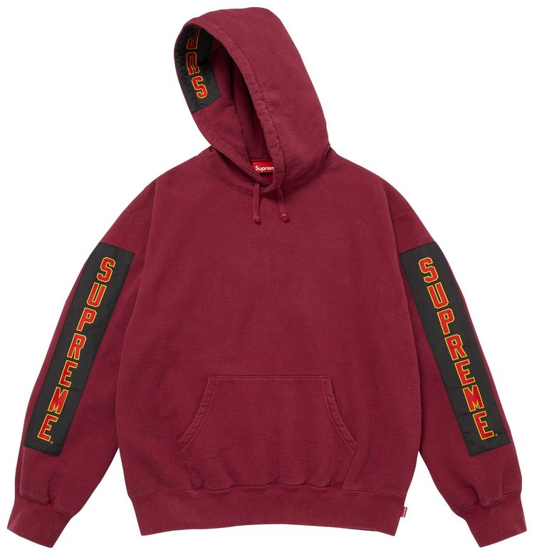 Supreme Woven Patches Hooded Sweatshirt Cardinal