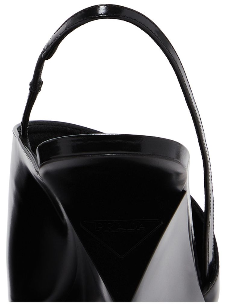 Prada Wmns Brushed Leather Slingback Pumps Black