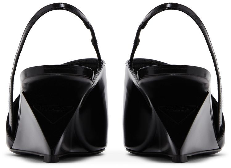 Prada Wmns Brushed Leather Slingback Pumps Black