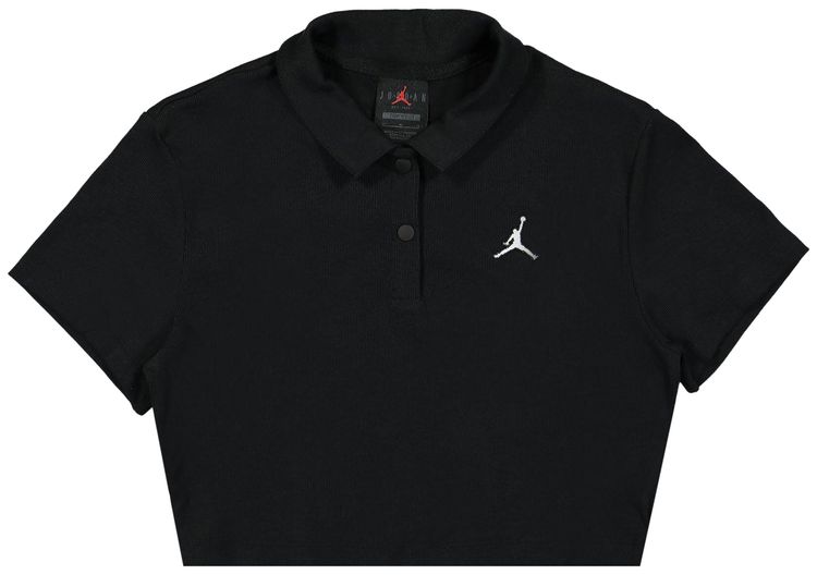 Air Jordan Cropped Ribbed Polo Black
