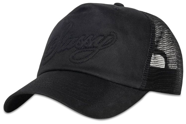Stussy Cursive Stitch Trucker Hat Black