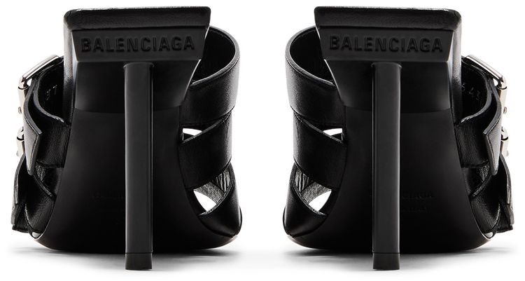 Balenciaga Wmns Buckle Strap Sandal Black Silver