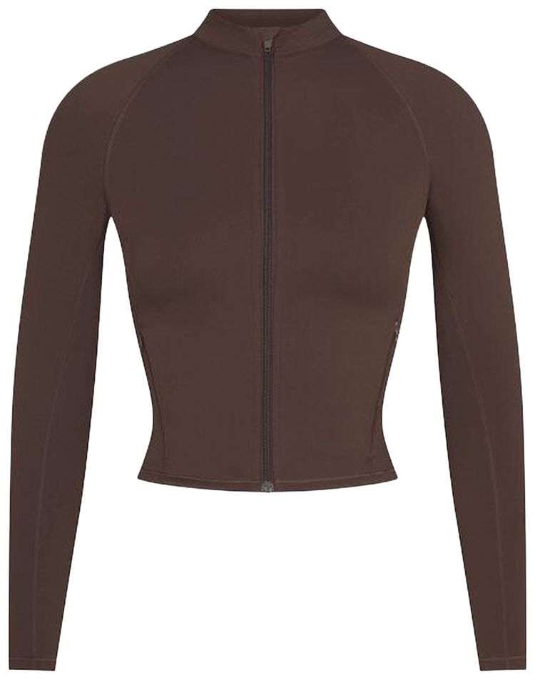 NikeSKIMS Matte Mock Neck Full Zip Jacket Dark Sepia