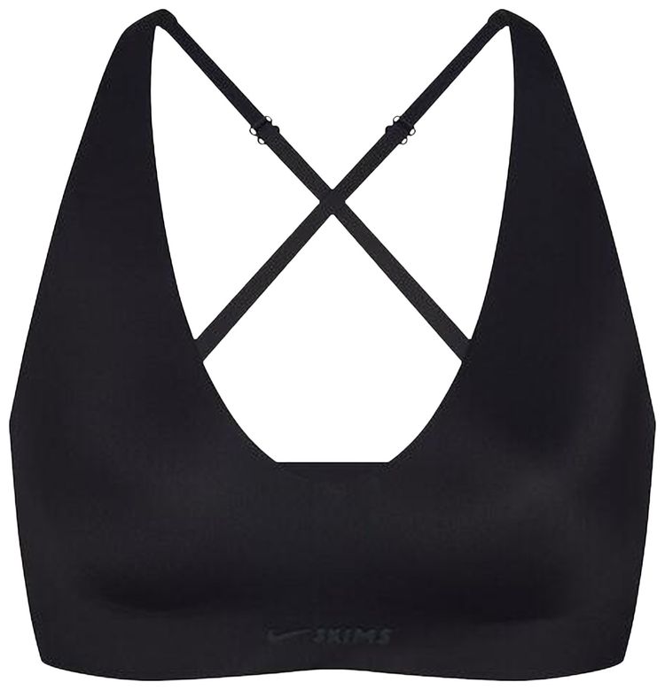 NikeSKIMS Shine V Neck Bra Obsidian