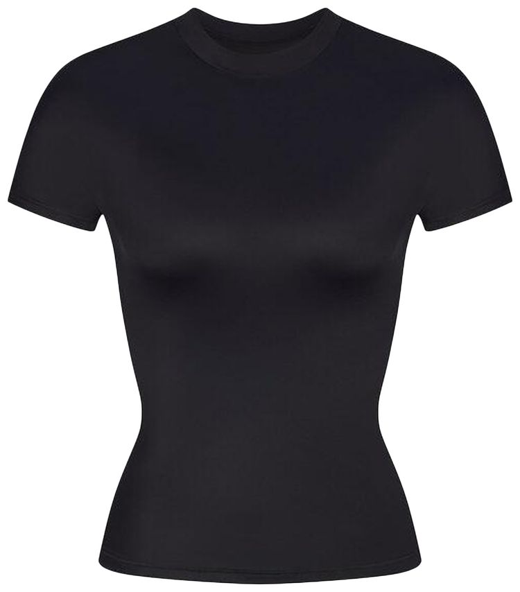 NikeSKIMS Shine Short Sleeve Mock Neck Top Obsidian