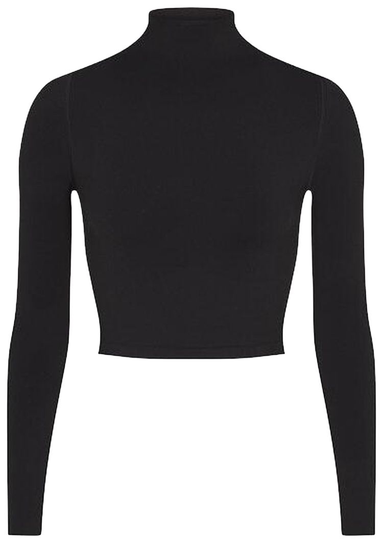 NikeSKIMS Vintage Seamless Mock Neck Crop Top Obsidian
