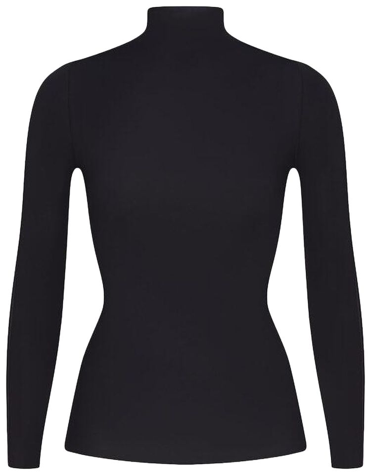 NikeSKIMS Vintage Weightless Layers Mock Neck Long Sleeve Top Obsidian