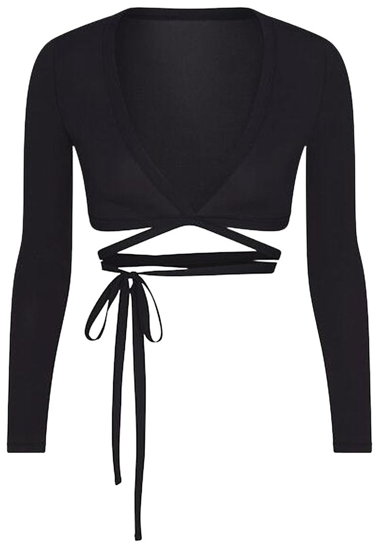 NikeSKIMS Vintage Weightless Layers Wrap Top Obsidian