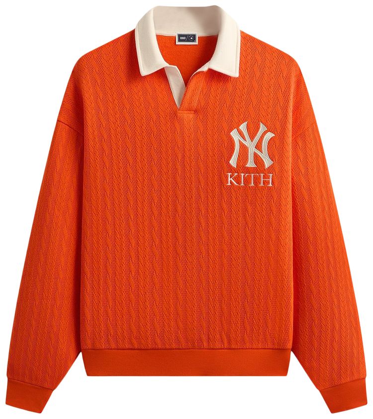 Kith For The New York Yankees Cable Fleece Nelson Sweatshirt Poppy
