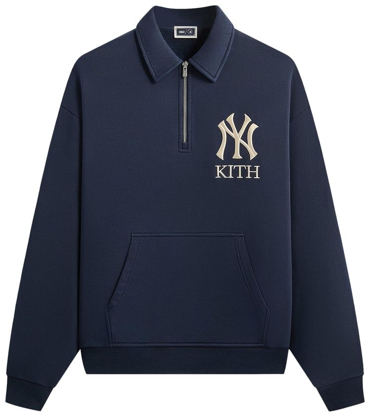 Kith For The New York Yankees Quarter Zip Popover Sweatshirt Nocturnal