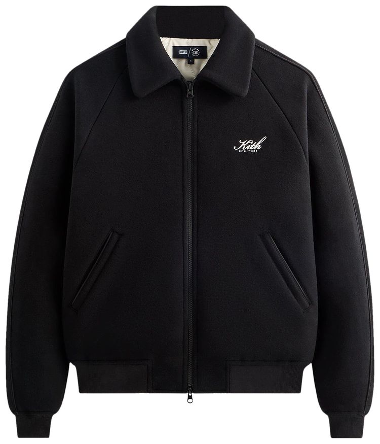 Kith For The New York Yankees Melton Wool Raglan Varsity Jacket Black