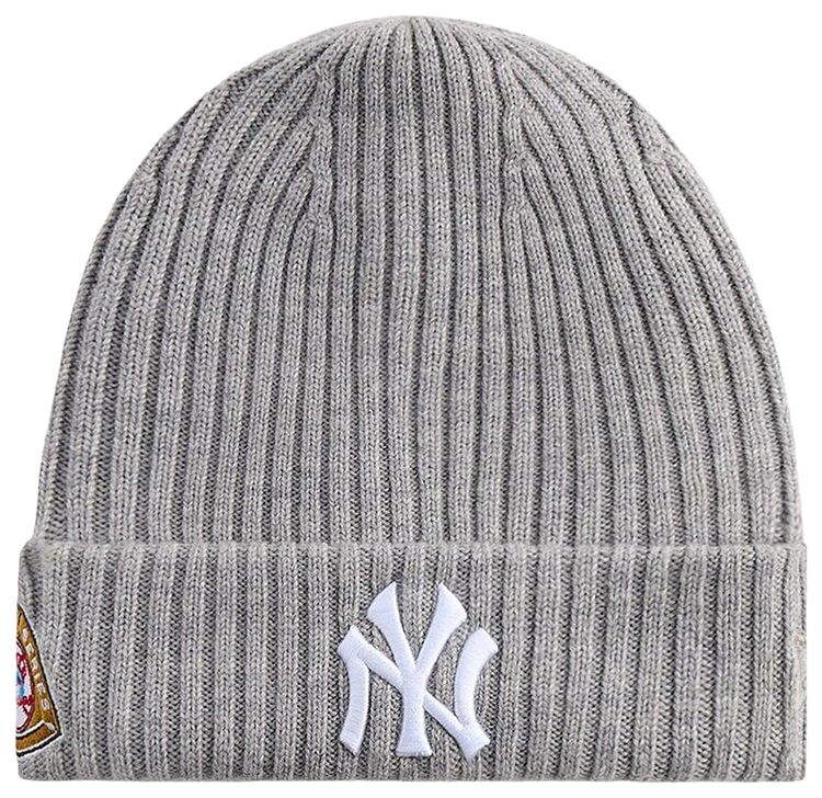 Kith x New Era For The New York Yankees Merino Knit Beanie Light Heather Grey