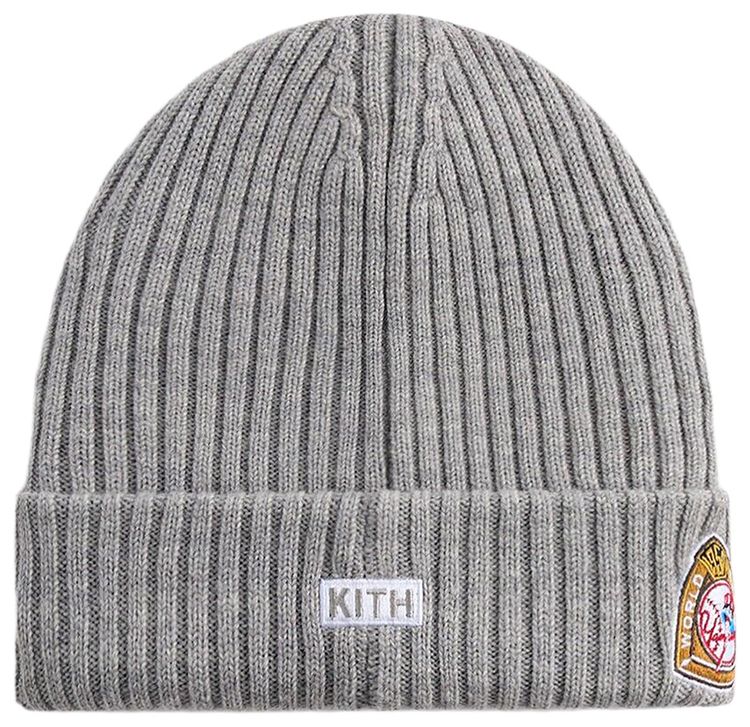 Kith x New Era For The New York Yankees Merino Knit Beanie Light Heather Grey