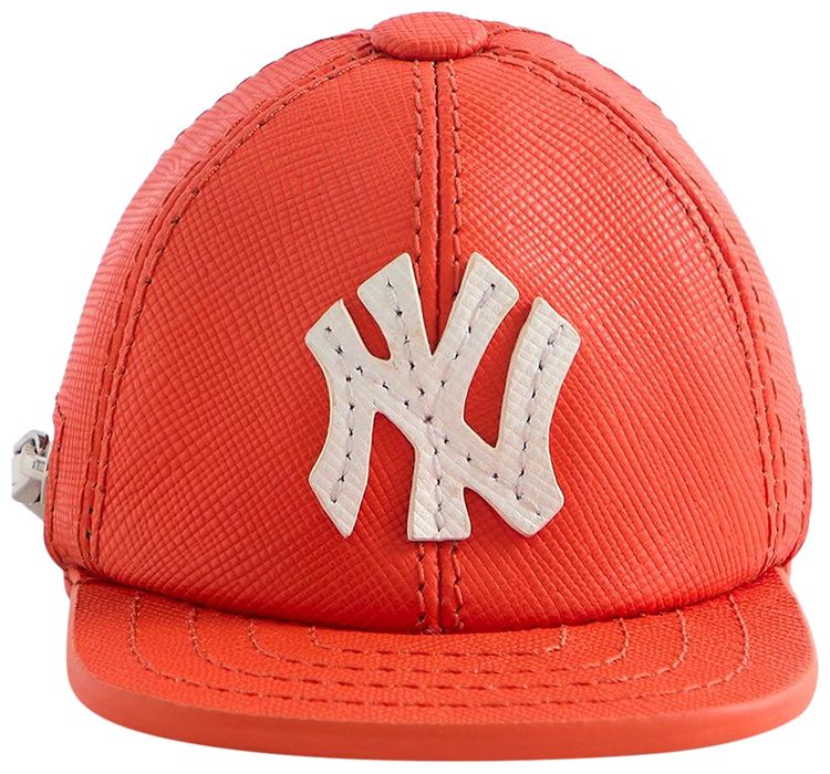 Kith For The New York Yankees Baseball Cap Leather Pouch Poppy