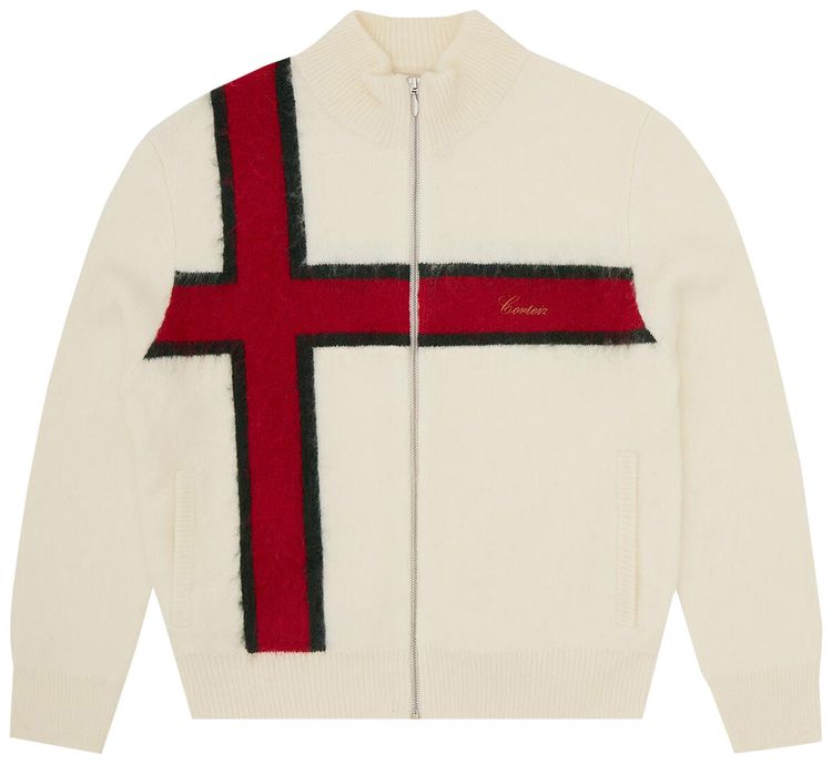 Corteiz Lux Knit Zip Up Cream