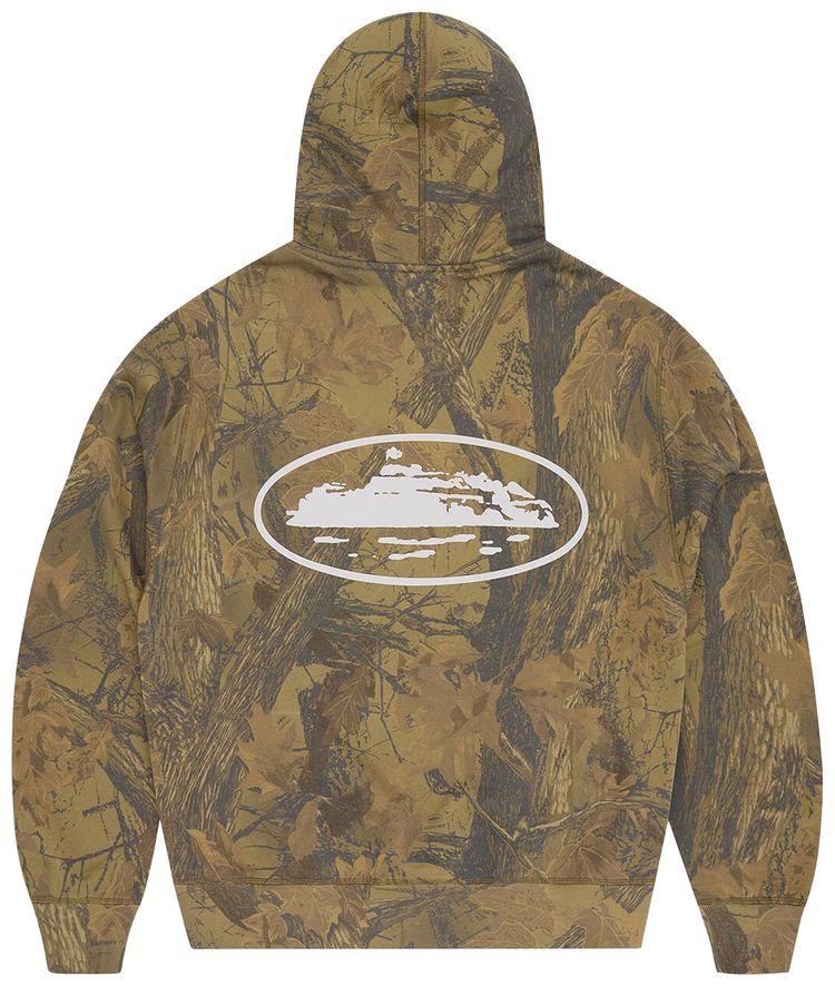 Corteiz Island Puff Print Zip Hoodie Forest Camo