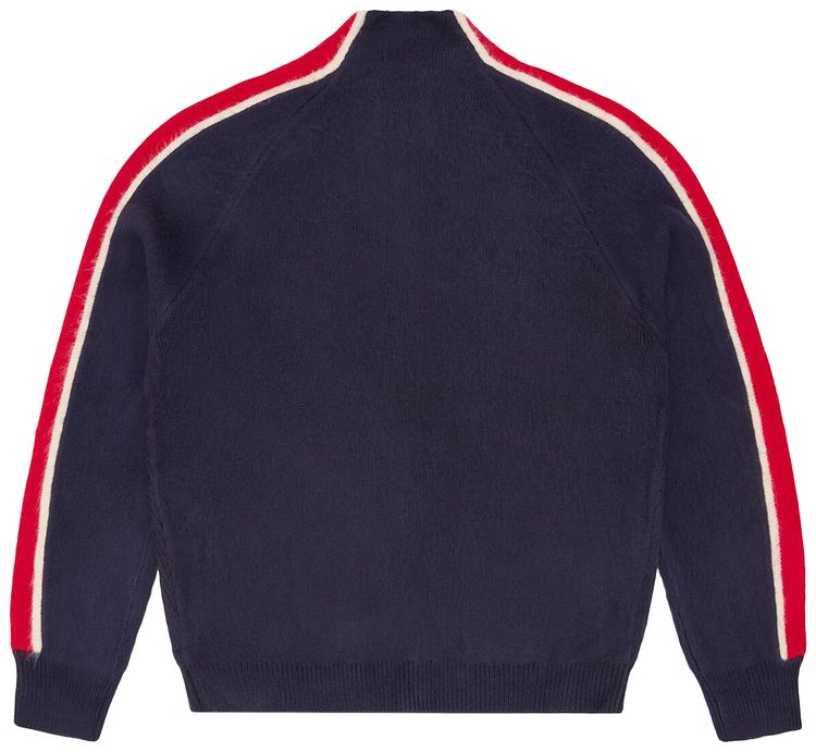Corteiz Multi Stripe Knit Zip Up Navy