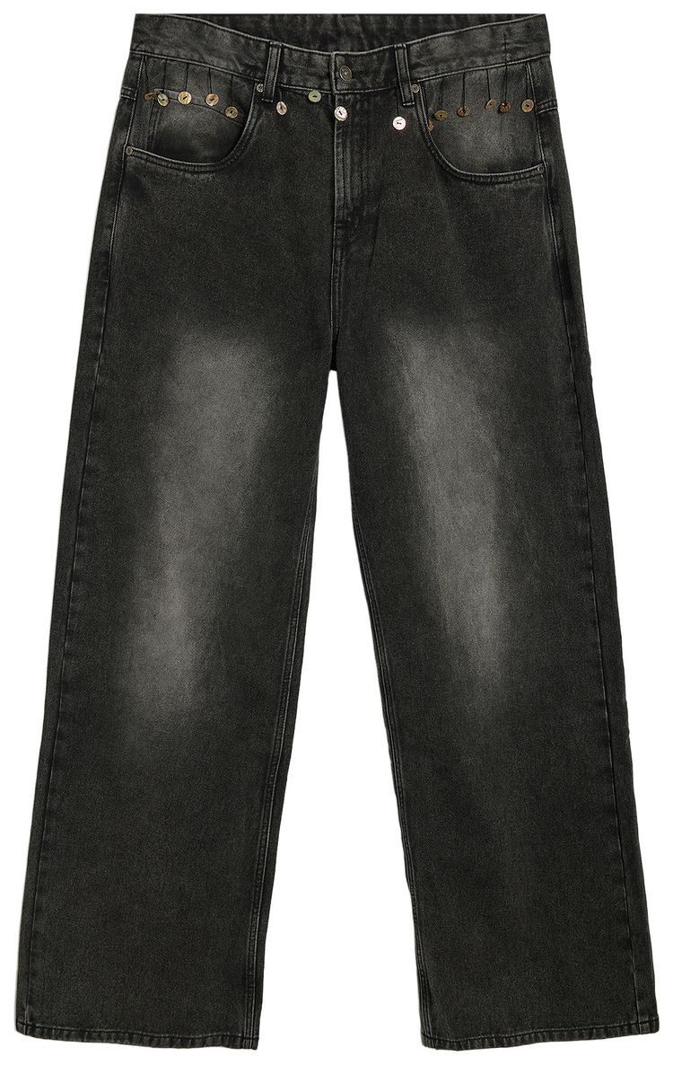 Glass Cypress Hanging Buttons Denim Black