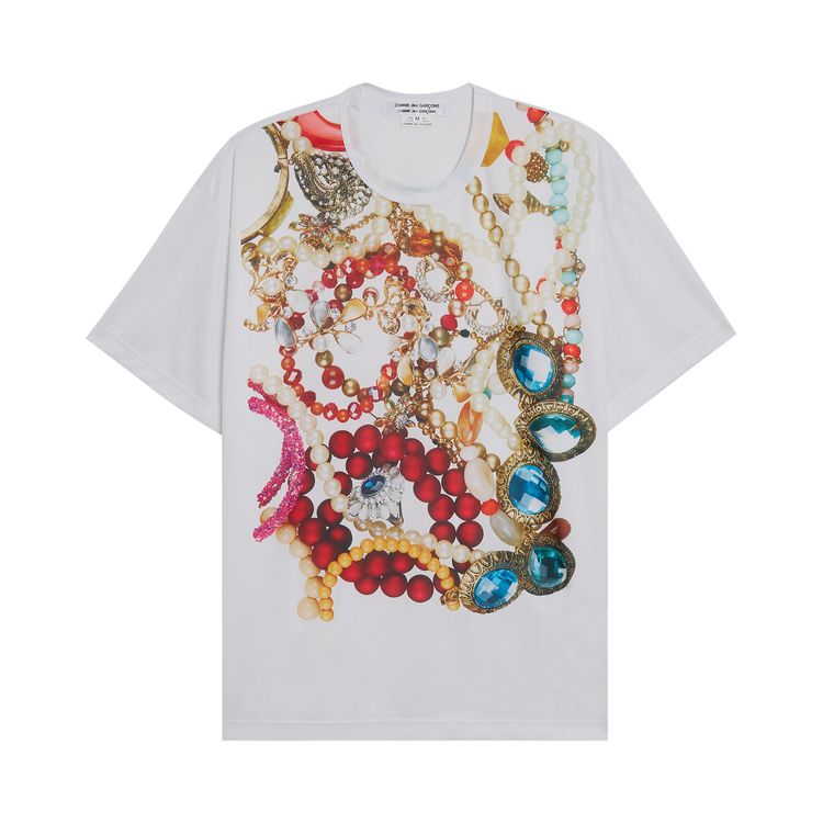 Comme des Garcons Polyester Smooth Print T Shirt WhiteD Pattern