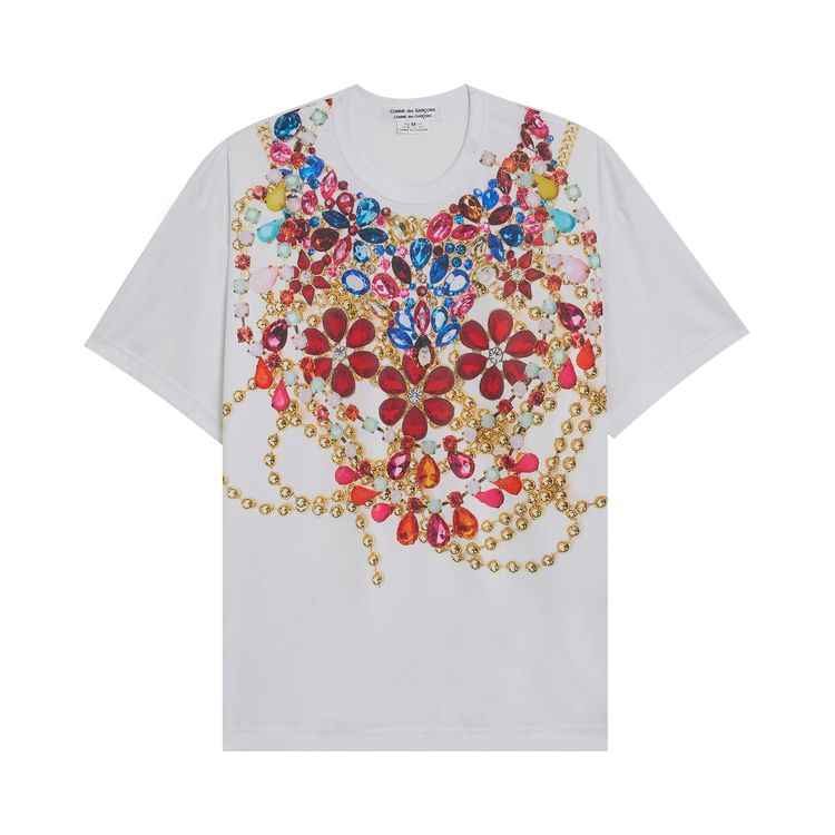 Comme des Garcons Polyester Smooth Print T Shirt WhiteC Pattern
