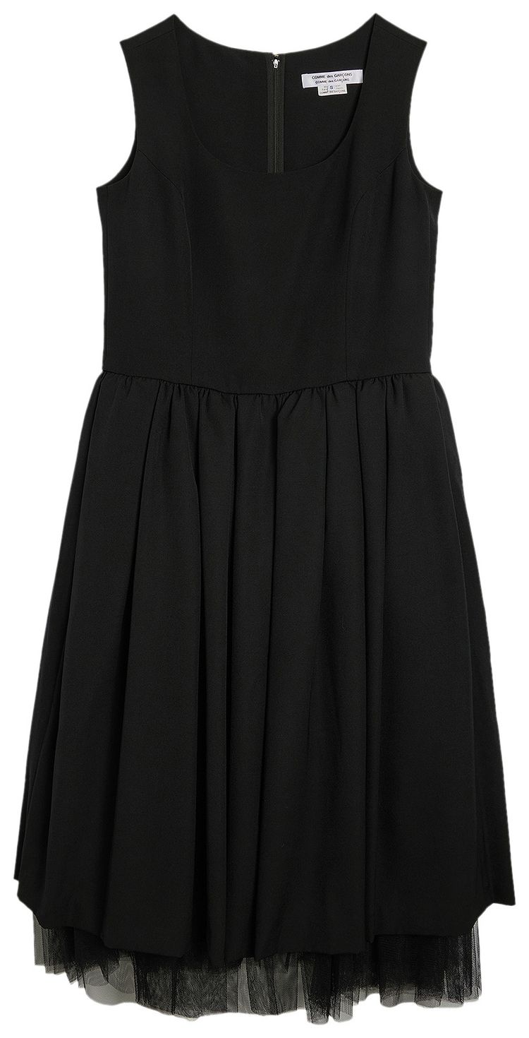 Comme des Garcons Wool Gabardine Nylon Tulle Dress BlackBlack