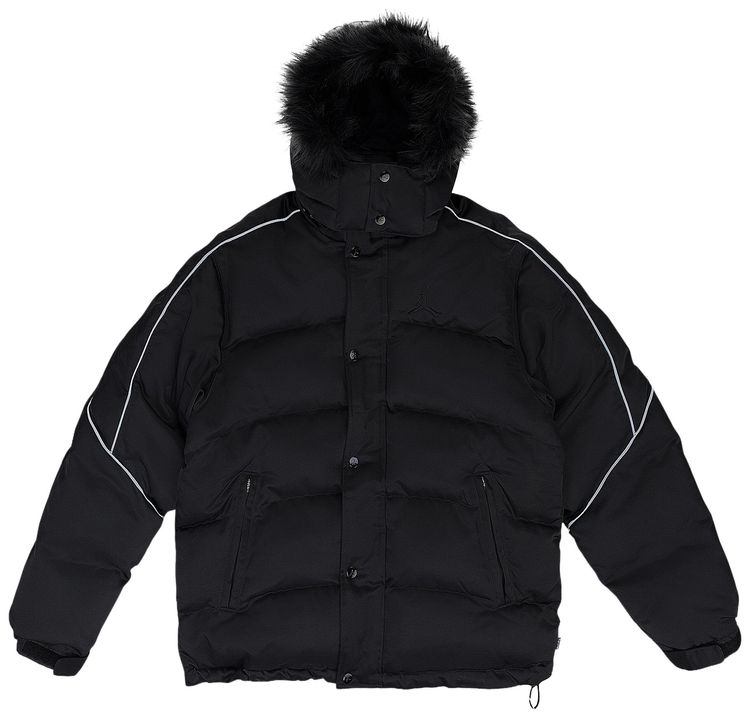 Supreme x Air Jordan Jacket With Fur Hoodie Black