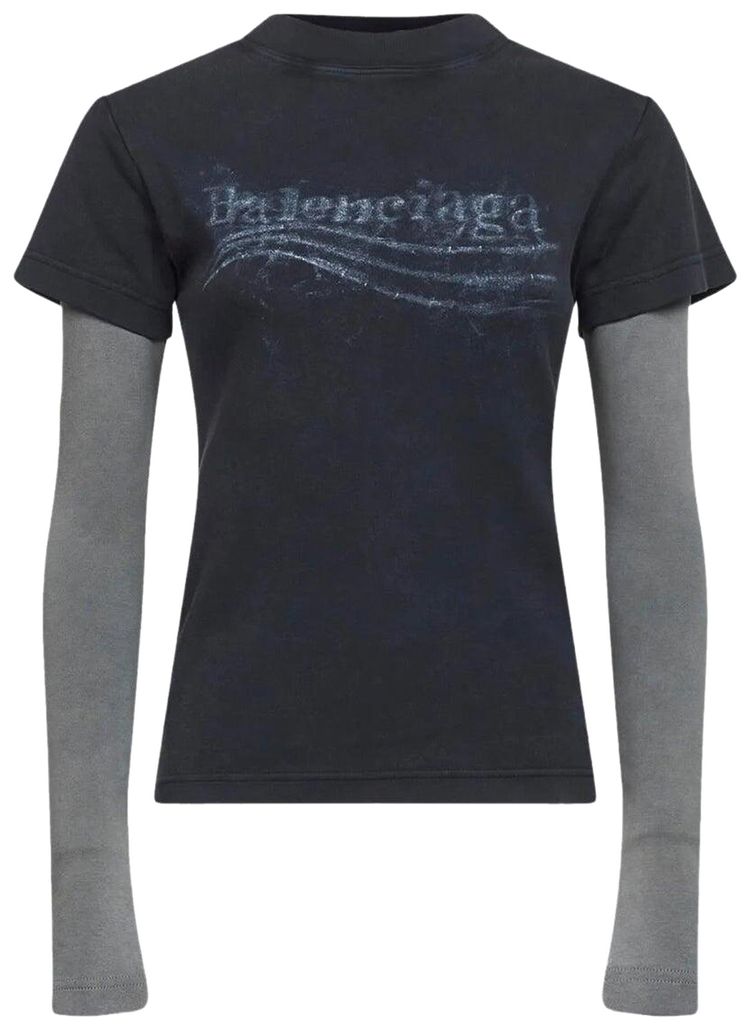 Balenciaga Double Sleeve T Shirt Washed Black