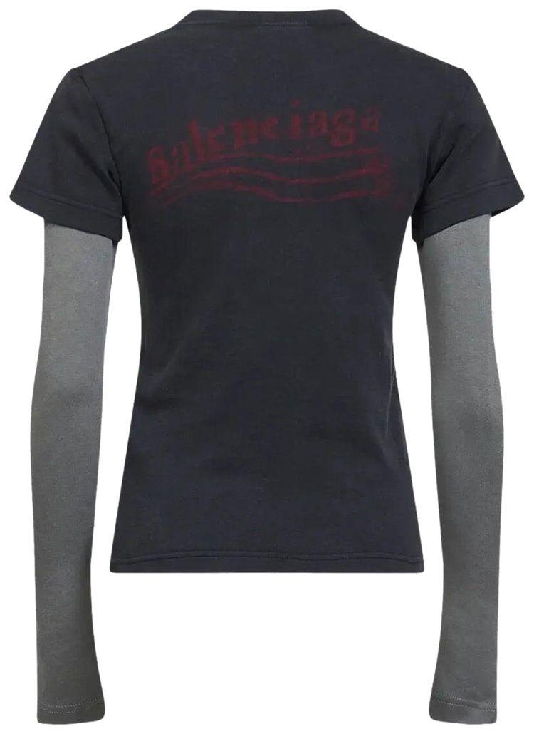 Balenciaga Double Sleeve T Shirt Washed Black