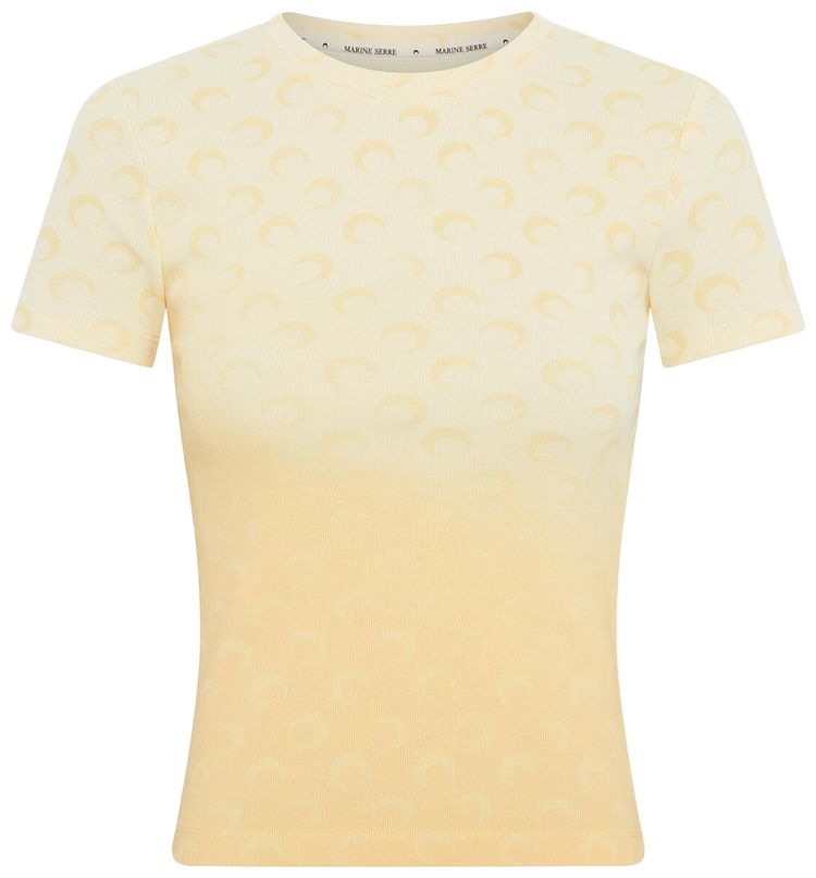 Marine Serre Faded Moon Jersey Baby Fit T Shirt Light Yellow