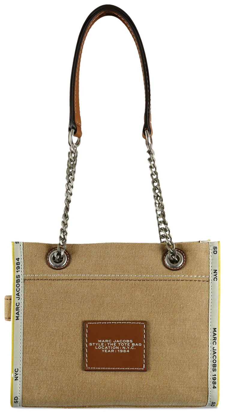 Marc Jacobs The Small Denim Chain Tote Bag Beige