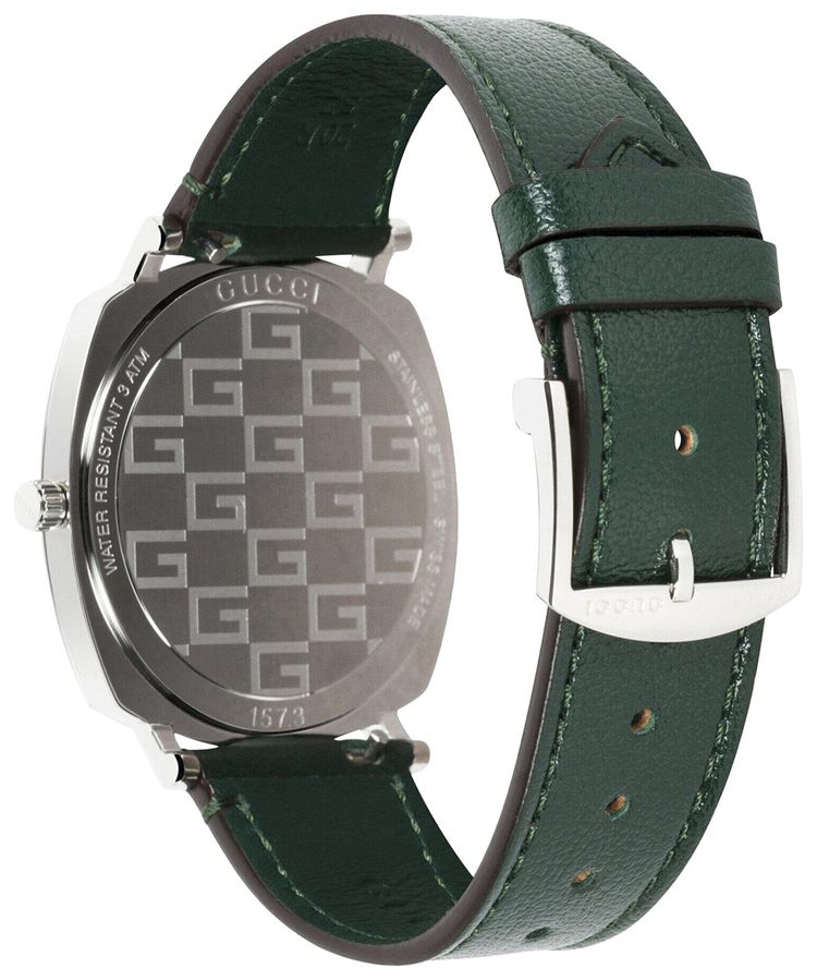 Gucci Grip Leather Watch Stainless Steel