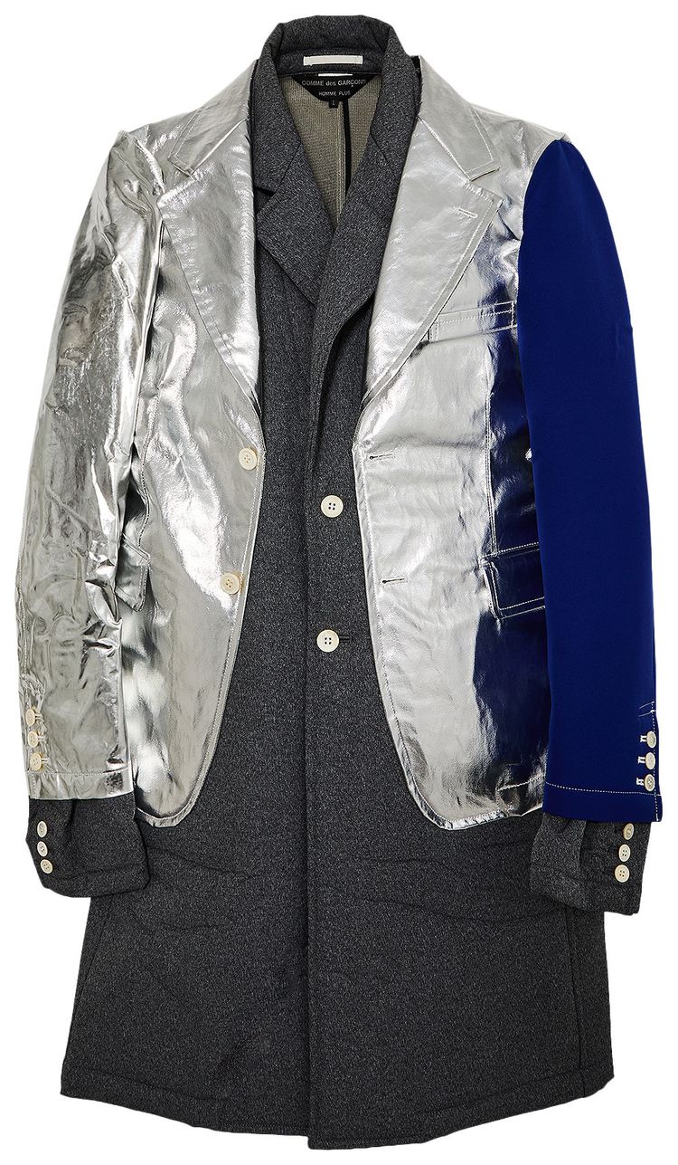 Comme des Garcons Metal Outlaw Long Blazer Runway Look 14 SilverMulticolor