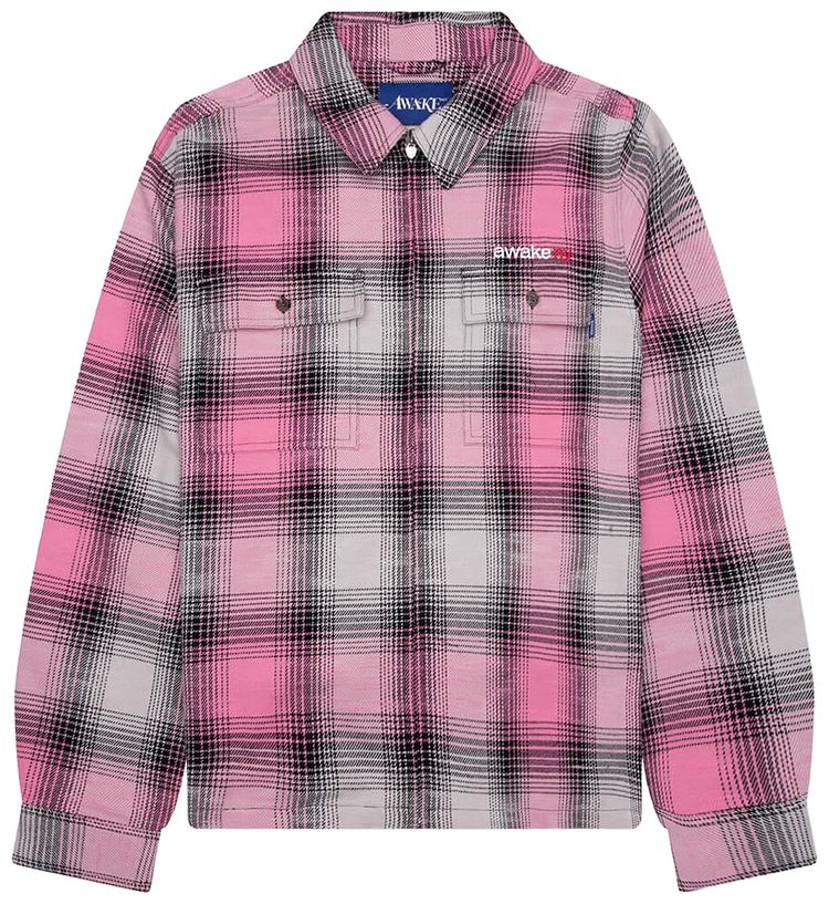 Awake NY Flannel Zip Shirt Pink