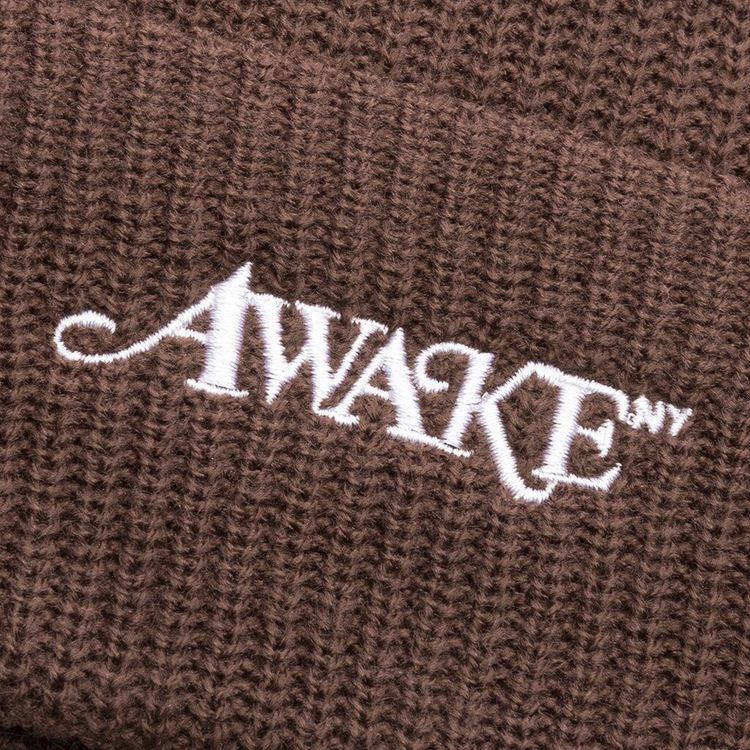 Awake NY Loose Gauge Knit Beanie Brown