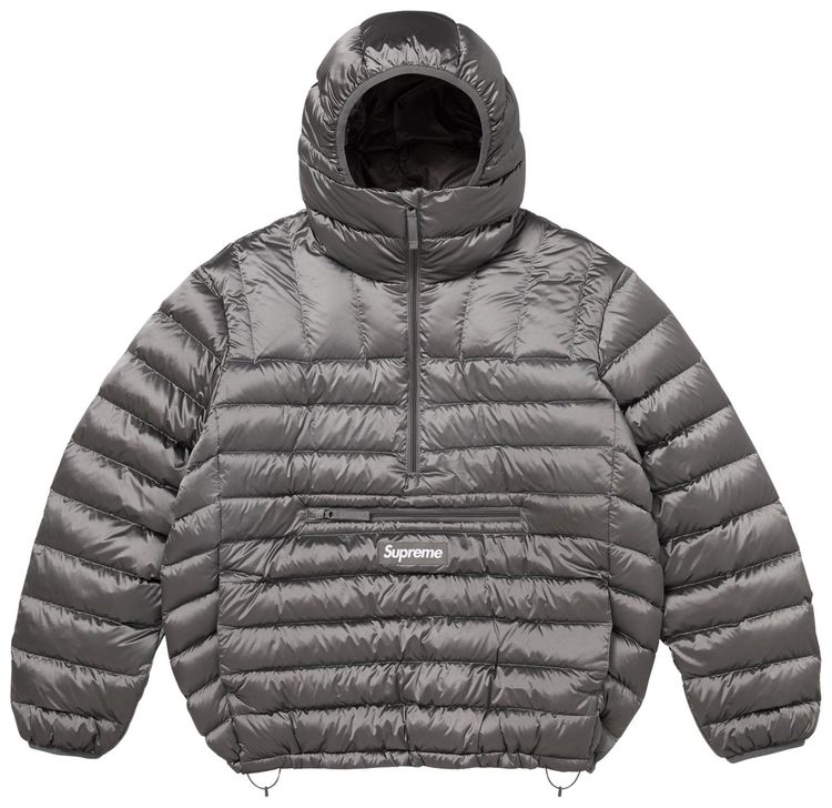 Supreme Micro Down Half Zip Hooded Pullover Silver