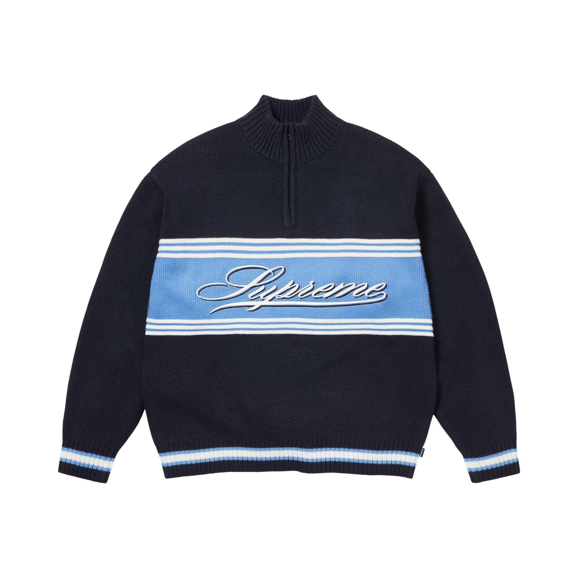 No.143 Prince ストライプゲームシャツ☆NAVY☆新品☆LL☆ Buy Supreme Script Stripe Half Zip Sweater 'Navy' - FW25SK42 NAVY