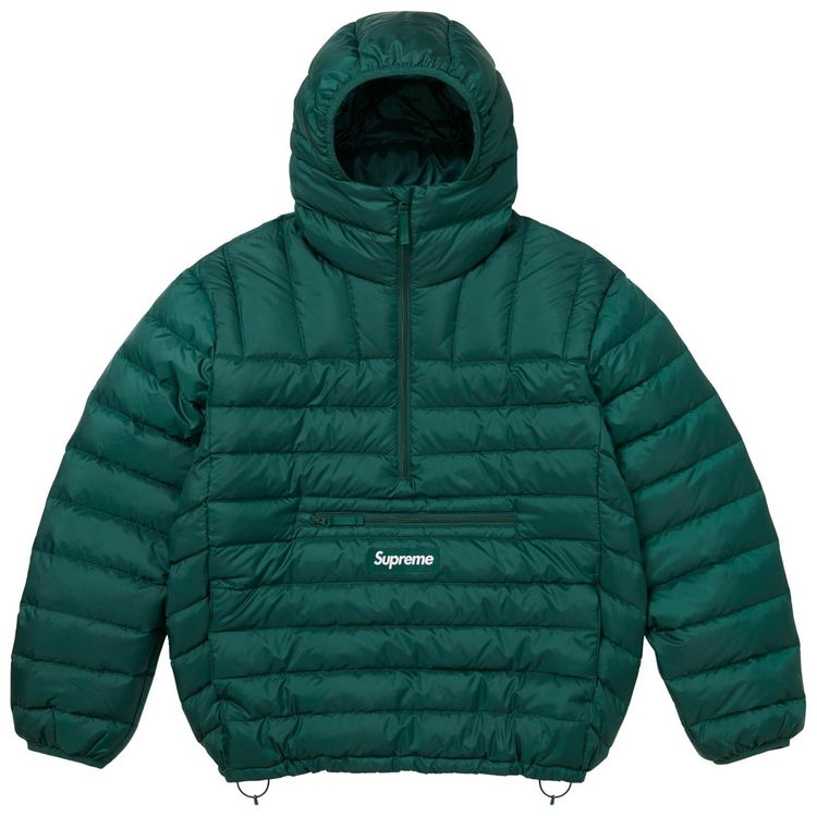 Supreme Micro Down Half Zip Hooded Pullover Dark Green