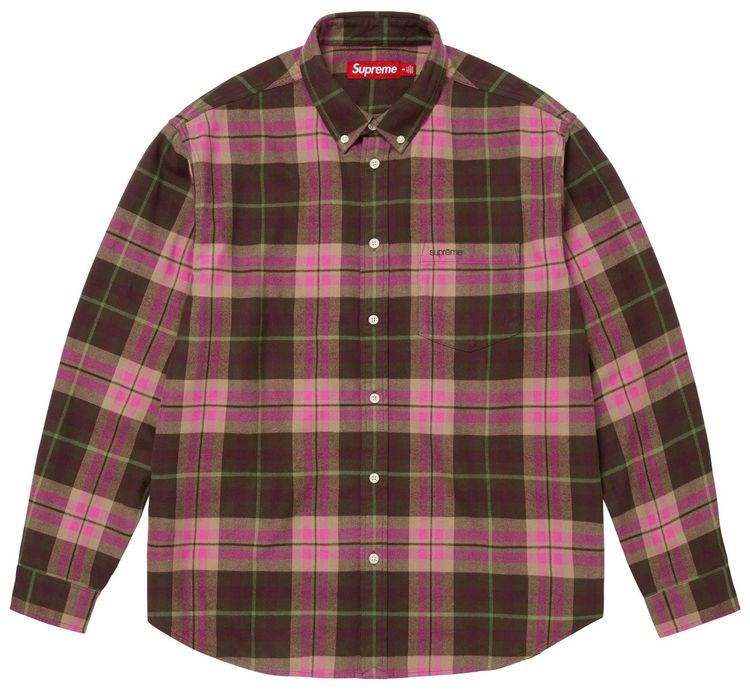 Supreme Plaid Flannel Shirt Brown